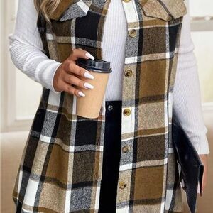 Plaid Button-Up Vest, Fall Seasonal Vest